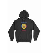 Kişinev Moldova Bayraklı Kalpli Siyah Sweatshirt Hoodie