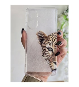Realme C55 Uyumlu Leopar Desenli Şeffaf Telefon Kılıfı