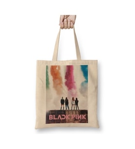 Blackpink Beyaz Bez Çanta Uzun Saplı Alışveriş Çantası Plaj Çantası