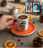Kişiye Özel Karikatürlü Sarı Kırmızı Taraftar Sevgiliye Hediye Türk Kahvesi Fincanı Sevgililer Günü Hediyesi
