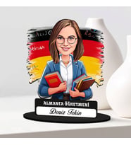 Kadın Almanca Öğretmenine Hediye Karikatürlü Biblo