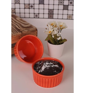 2 Li Yeşil Sufle Kabı Fırın Kabları (10X5CM) (Turuncu)