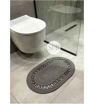 Önü Paspası 40x60cm, Banyo Paspası, Küçük Paspas, Klozet Paspas, Vintage Paspas, Bohem Paspas Gri