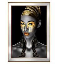 Kadın Motifli Kanvas Tablo 80 x 110 cm Aynalı Gold Çerçeve