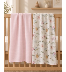 Vanilya Baby %100 Pamuk Çok Amaçlı Yenidoğan Bebek Müslin Örtü 2li - 80x100cm-Oeko-tex sertifikalı