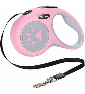 Köpek Tasması 3 Metre Pembe – Geri Çekilebilir Kilitli Makara Sistemi – Dayanıklı Şerit Halat – Ergonomik Kaymaz Sap – Küçük ve Orta Irk Köpekler için Gezdirme Tasması