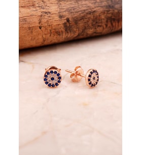 Rose Gümüş Mini Göz Küpe 6855