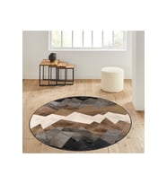 Eliana Home Baskılı, Yıkanabilir Kaymaz Taban Yuvarlak Halı LNA7029 120x120 cm (Bej)
