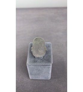 Telkari Parmak İzi Oval Gümüş Kadın Yüzük