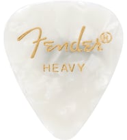 Fender 1980351905 Premium Celluloid 351 Shape Heavy Gitar Penası (White Moto) Beyaz İnci Klasik Görünüm ve Güçlü Vuruş Hissi (12'li)