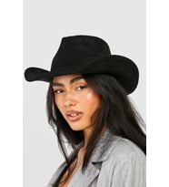 Kadın Süet Western Kovboy Şapkası - Siyah