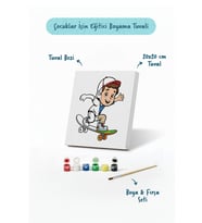 Kaykay Macerası Boyama Tuvali – Şövalesiz Boya Seti 20x20