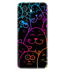 Huawei Nova Y70 Y90 Nova 9 SE  Kılıf Desemli Silikon Neon Cats 1790