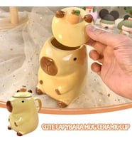 Capybara Kupa Kapaklı Hediyelik Özel Tasarım SARI