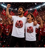 BK Gift Kişiye Özel Türkiye Taraftar Temalı 2026 Dünya Kupası Tasarımlı Baba&Oğul Tişört Seti-1, Tek Yürek Milli Takım Ruhu