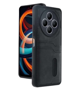 Redmi 14C Kılıf Sara Kartvizitli Deri Kılıf - Siyah