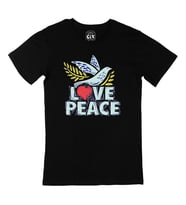 Love And Peace Siyah Tişört