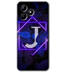 Realme C53 Kılıf HD Desen Baskılı Kılıf - Dark Neon Yaprak J Harfi
