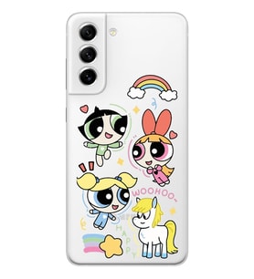 Samsung Galaxy S21 FE Uyumlu Powerpuff Girls Desenli Şeffaf Telefon Kılıfı