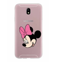 Samsung Galaxy J7 Pro Kapak Minnie Mouse Tasarımlı Şeffaf Silikon Kılıf