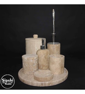 Sipahi Marble Traverten 7 Parça Banyo Seti