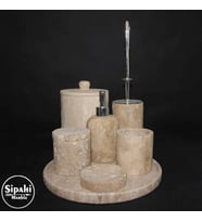 Sipahi Marble Traverten 7 Parça Banyo Seti