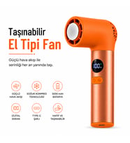 Soğuk Kompres Özellikli Şarjlı El Vantilatörü, 3000 mAh Bataryalı, Dijital Ekranlı, Type-C Şarjlı Taşınabilir Mini Fan