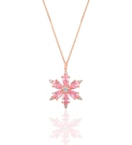 Söğütlü Silver Gümüş rose pembe taşlı kar tanesi kolye