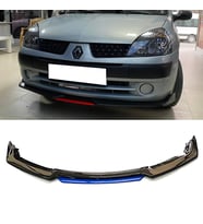 Renault Clio Symbol Mavi Renkli Şeritli Dilli Ön Lip 4 Prç Parlak Siyah ABS