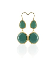 Kadir Jewellery 22 Ayar Altın Kaplama Kadın Taşlı Küpe -El İşçiliği Ve Hipoalerjenik Küpe (K.Yeşil)