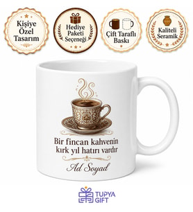 Kişiye Özel Türk Kahvesi Keyfi Kupa Bardak İsimli Hediye Bardak