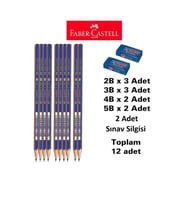Dereceli Kalem Seti 10 Adet Faber Sınav Silgisi 2 Adet (2b 3 Adet 3b 3 Adet 4b 2 Adet 5b 2adet)