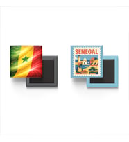Buzdolap Magnetleri - Senegal Bayrağı ve Dakar Posta Pulu Tema - 2'li Set Magneti