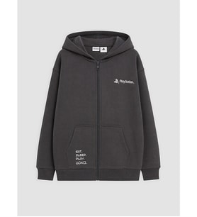 LCW Kids Antrasit Kalın Playstation Baskılı Erkek Çocuk Fermuarlı Sweatshirt