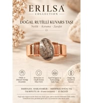 Sertifikalı Doğal Rutil Kuvars Taşı Yüzük Bakır Kasa Ayarlanabilir El İşçiliği