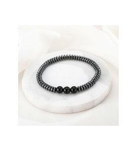 Unisex - Hematit - Onix Ile Hazırlanmış Elegant Doğal Taş Bileklik