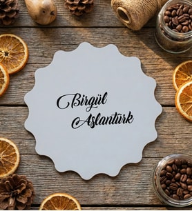 Kişiye Özel İsme Özel Bardak Altlığı Doğum Günü Hediyesi (Bej)