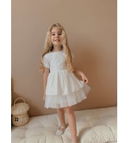 Lace Fistolu Ekru Elbise