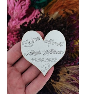 6 CM Yüzük Kalp Desenli Magnet Söz Nişan Nikah Düğün 25 Adet