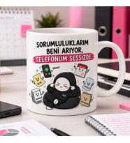 Sorumluluklarım Beni Arıyor Telefonum Sessizde Yazılı Komik Kupa