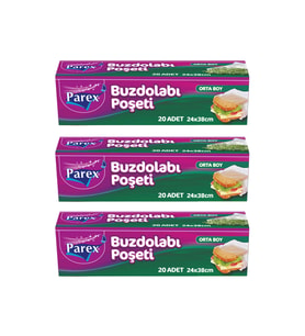 20'li Buzdolabı Poşeti Orta Boy 24 x 38 cm Üçlü Paket