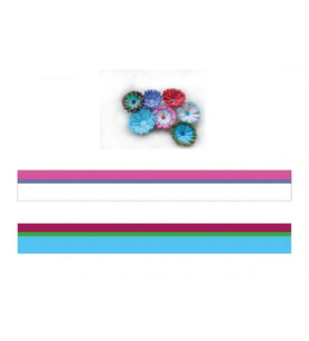 Pembe - Beyaz / Fuşya - Mavi Renk Geçişli, Çizgili Quilling Kağıdı