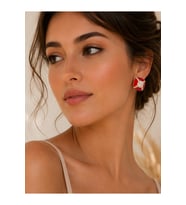 XUPING ROSE RENK KIRMIZI MİNELİ DÖRTGEN KÜPE ACR9852