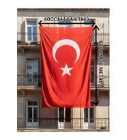 Türk Bayrağı 400x600 cm (4m x 6m) - Raşel Kumaş Dış Mekan Direk ve Balkon Uyumlu