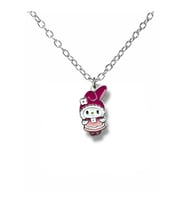 Pembe Elbiseli My Melody Figürlü Kolye – 60 cm Zincirli Sevimli Sanrio Takı (Gümüş)
