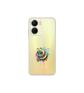 Vivo Y16 ile uyumlu Splash arı tasarımlı şeffaf silikon kılıf