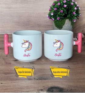Unicorn Kupa Bardak T Pembe Kulplu Kardeşe Sevgiliye Arkadaşa Hediye