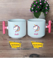 Unicorn Kupa Bardak T Pembe Kulplu Kardeşe Sevgiliye Arkadaşa Hediye