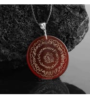 El Yazması Hilye-i Şerif Yazılı Akik Taşı Kolye