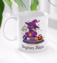 BK Gift Kişiye Özel Happy Halloween Tasarımlı Beyaz Kupa Bardak-10